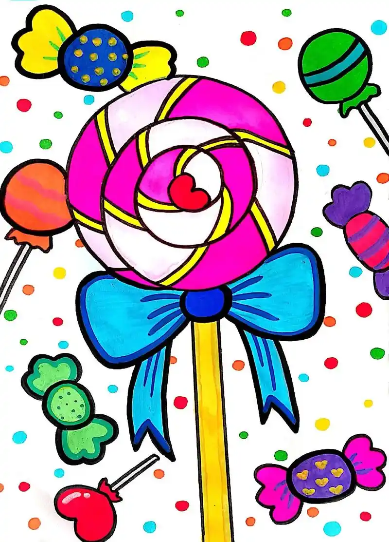 棒棒糖儿童简笔画糖果简笔画