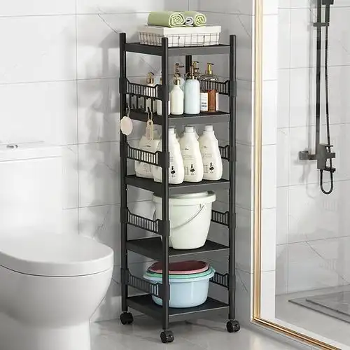 卫生间置物架浴室厕所洗手间马桶夹缝储物收纳架免打孔落地置物柜