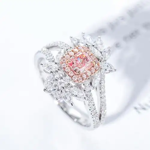 万伦珠宝18k金雷迪恩形马眼粉钻戒指女款豪华手饰