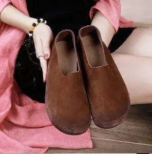 手工真皮女鞋头层牛皮复古文艺棉麻搭配鞋子简约百搭休闲软底单鞋