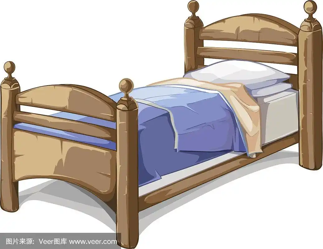 卡通风格的木床.矢量图
