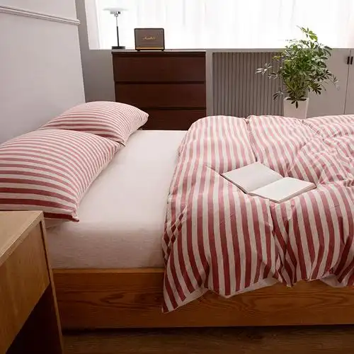 无印良品全棉针织棉四件套粉色印记mujitj2280