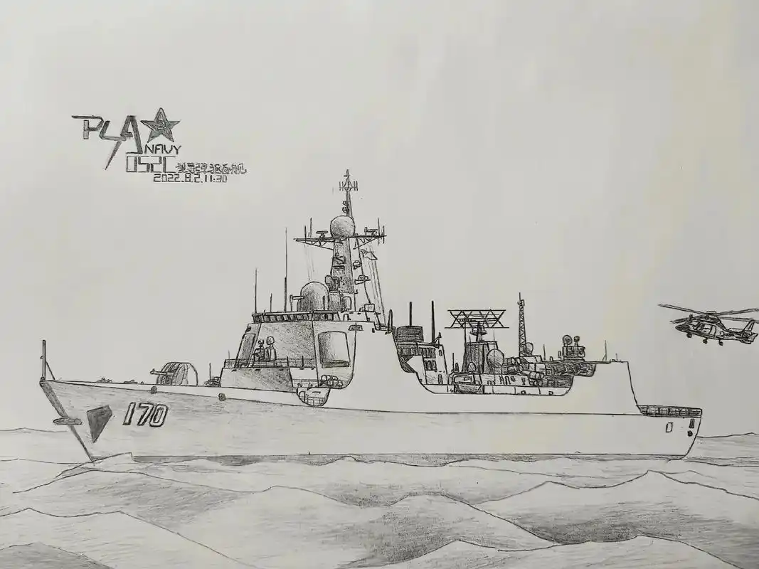 手绘052c型导弹驱逐舰.#现代战舰 #手绘 #中国海军  - 抖音