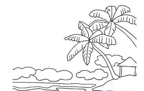 大海的夜晚简笔画