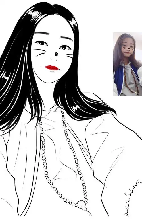 高棉风真人照片画头像黑白线条头像肖像漫画卡通明星转手绘人物淘宝网