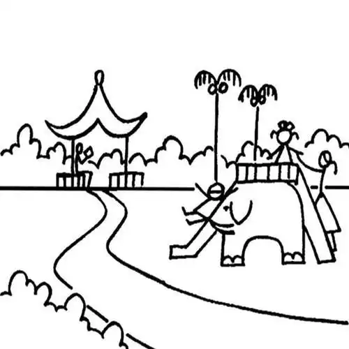 简笔画作品公园带颜色