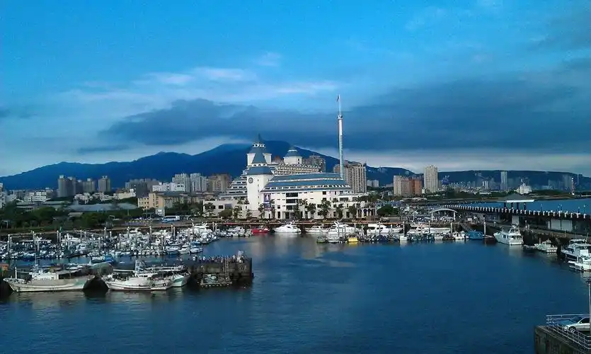 黄昏夕阳如梦中渔人码头在淡水