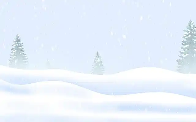 蓝色唯美简约雪地雪花雪山松树冬天展板背景立冬冬天插画