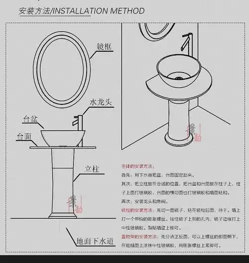 景德镇陶瓷立柱盆立柱洗手盆阳台卫生间落地手绘青花鹿鹤洗脸盆
