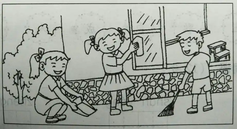 写美篇       星期二下午放学后,我和小明小美一起打扫卫生.