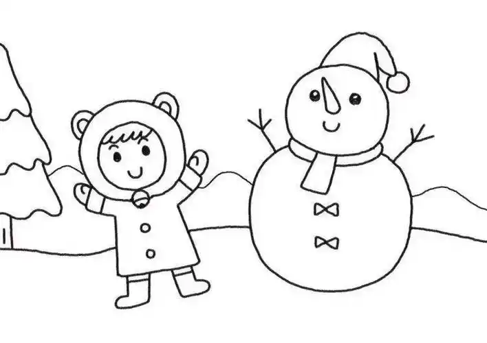 冬天的简笔画,画出美丽雪景与温暖小屋
