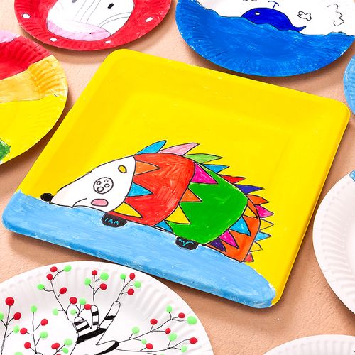 白色纸盘子纸碟儿童绘画画涂鸦 一次性纸盘蛋糕盘幼儿园手工材料