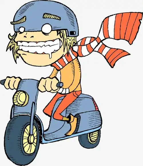 骑摩托车的卡通男生