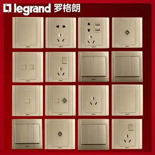 一开单控5五孔86墙壁usbtcl罗格朗开关插座面板美涵烁金色暗装