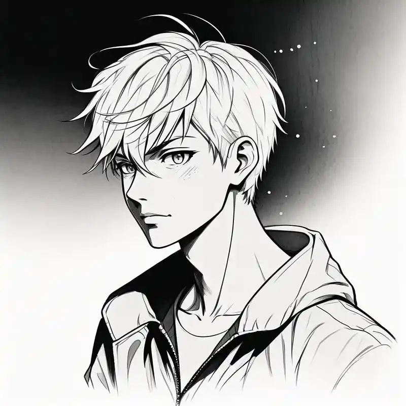 黑白素描风,男生头像来喽99 手绘黑白素描男生头像,简单干净,谁用谁