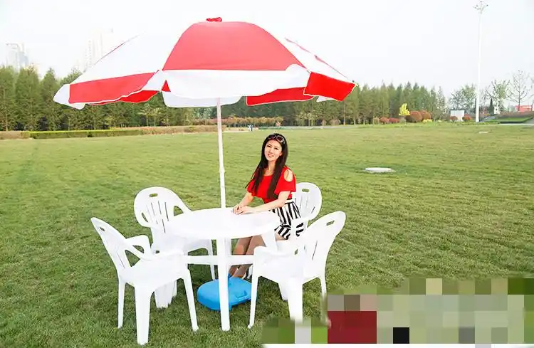 家户外沙滩桌椅塑料桌椅带伞组合饭店大排档烧烤桌椅 半径120太阳伞