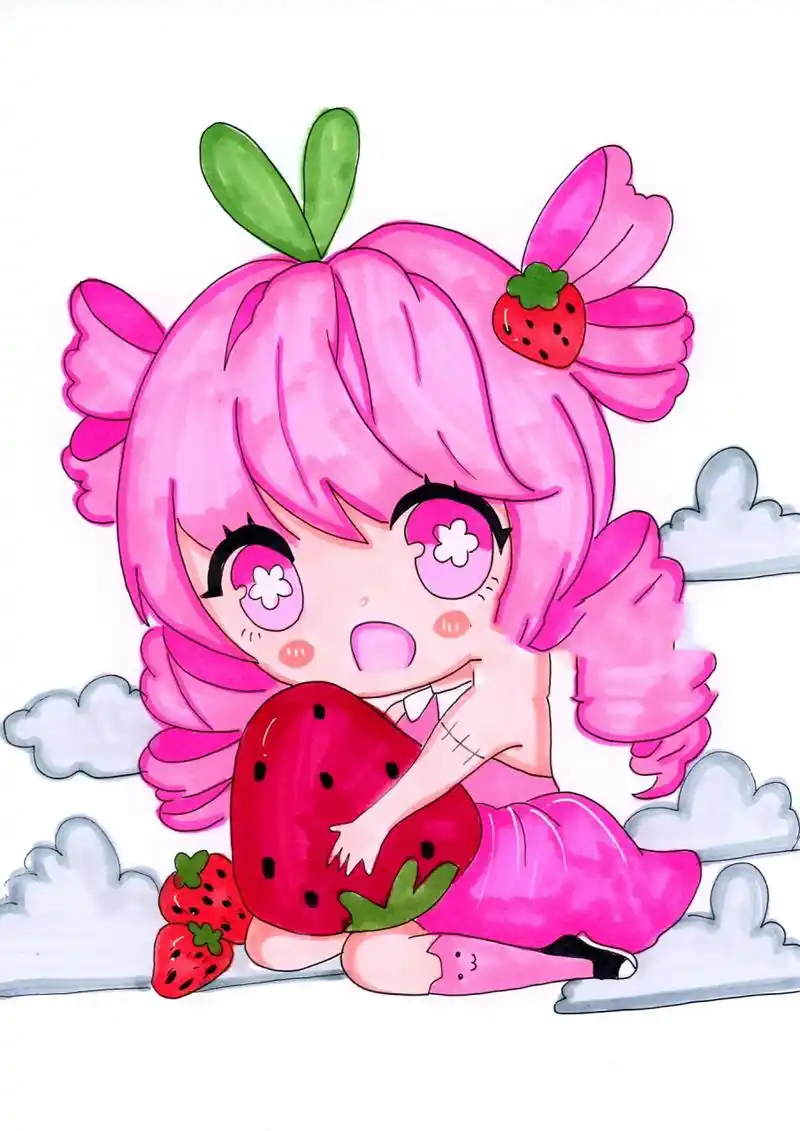 马克笔漫画q版卡通女生动漫画