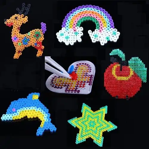 环保拼图豆豆益智类儿童玩具智力烫压拼珠立体拼图智力拼珠棋套装