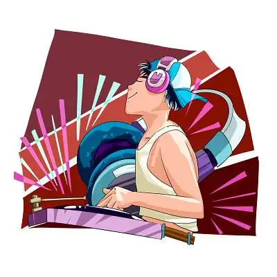 手绘卡通酒吧dj人物素材