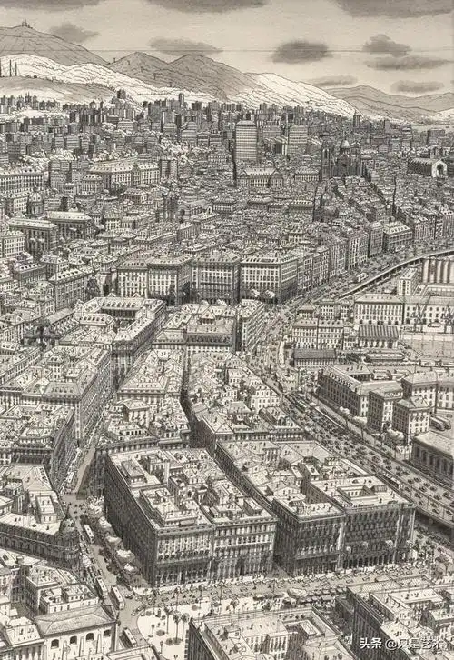 大神手绘的城市鸟瞰图牛