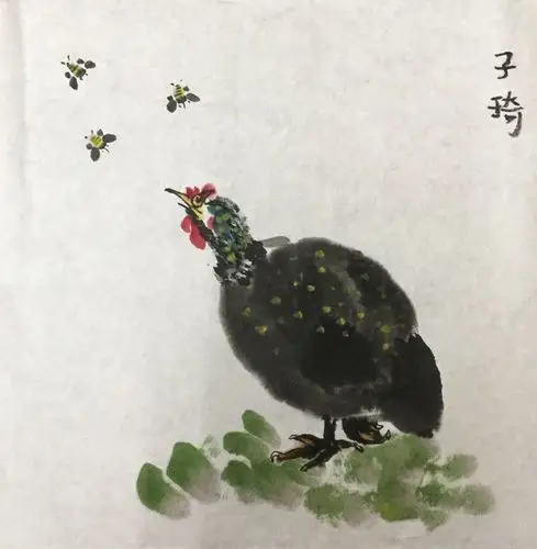 花鸟传声 自心清净 陈子琦八岁国画作品欣赏