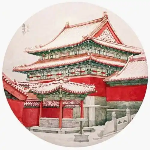 宫墙水彩画故宫红墙的水彩画法