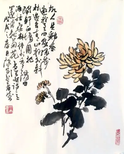 安君康写意菊花作品