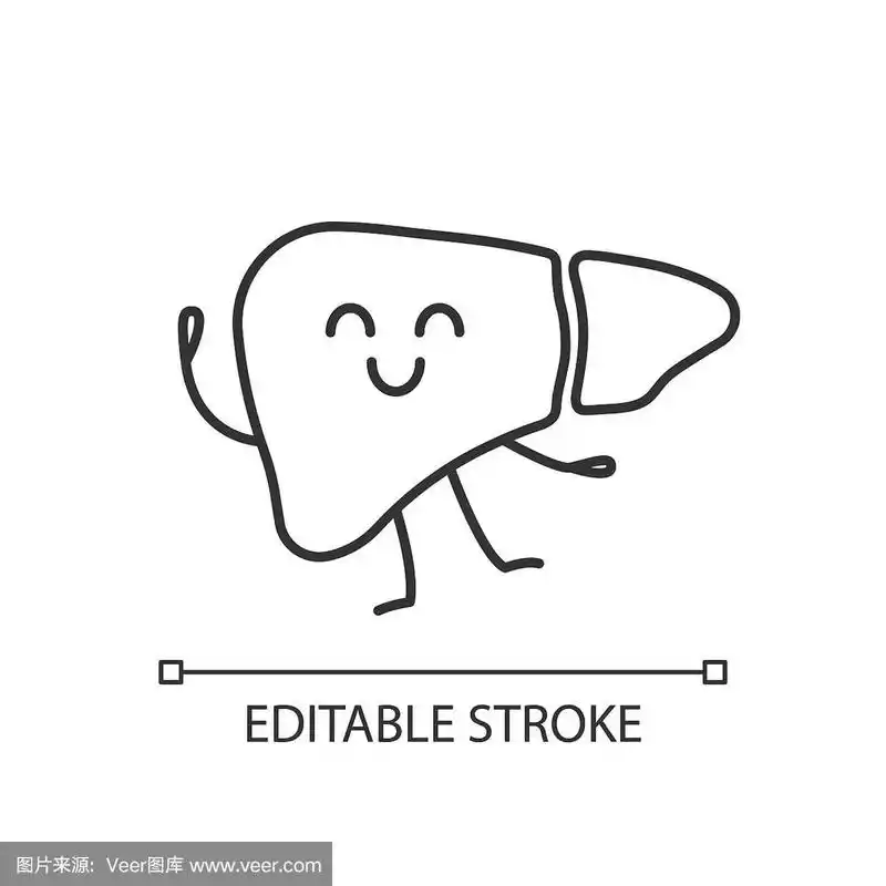 微笑肝脏字符线性图标