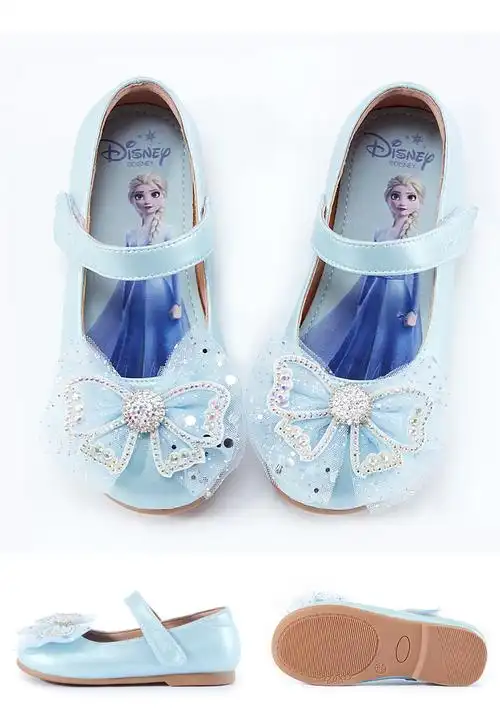 迪士尼童鞋女童皮鞋2021秋季儿童鞋子小童软底单鞋女孩艾莎公主鞋