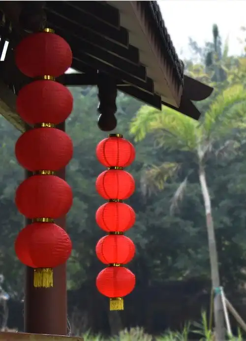 可定制韵天下元旦新年韩式圆形连串灯笼大红定做防水绸布串广告灯笼