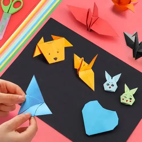 儿童珠光折纸彩色卡纸幼儿园diy手工制作材料小学生正方形双面a4大张