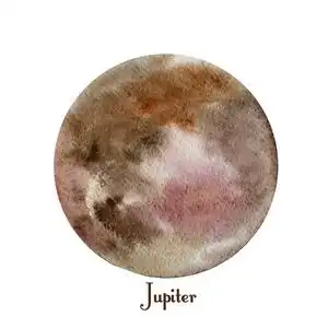 木星行星水彩画隔离在白色背景上.