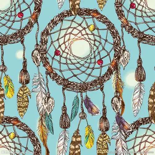 矢量羽毛花纹无缝图案图片