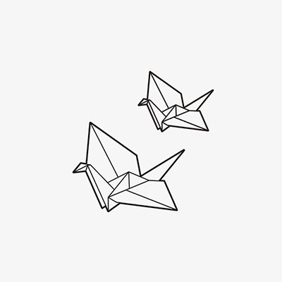 桃山纹身贴校园文艺男生女士简约欧美线条千纸鹤防水纹身贴