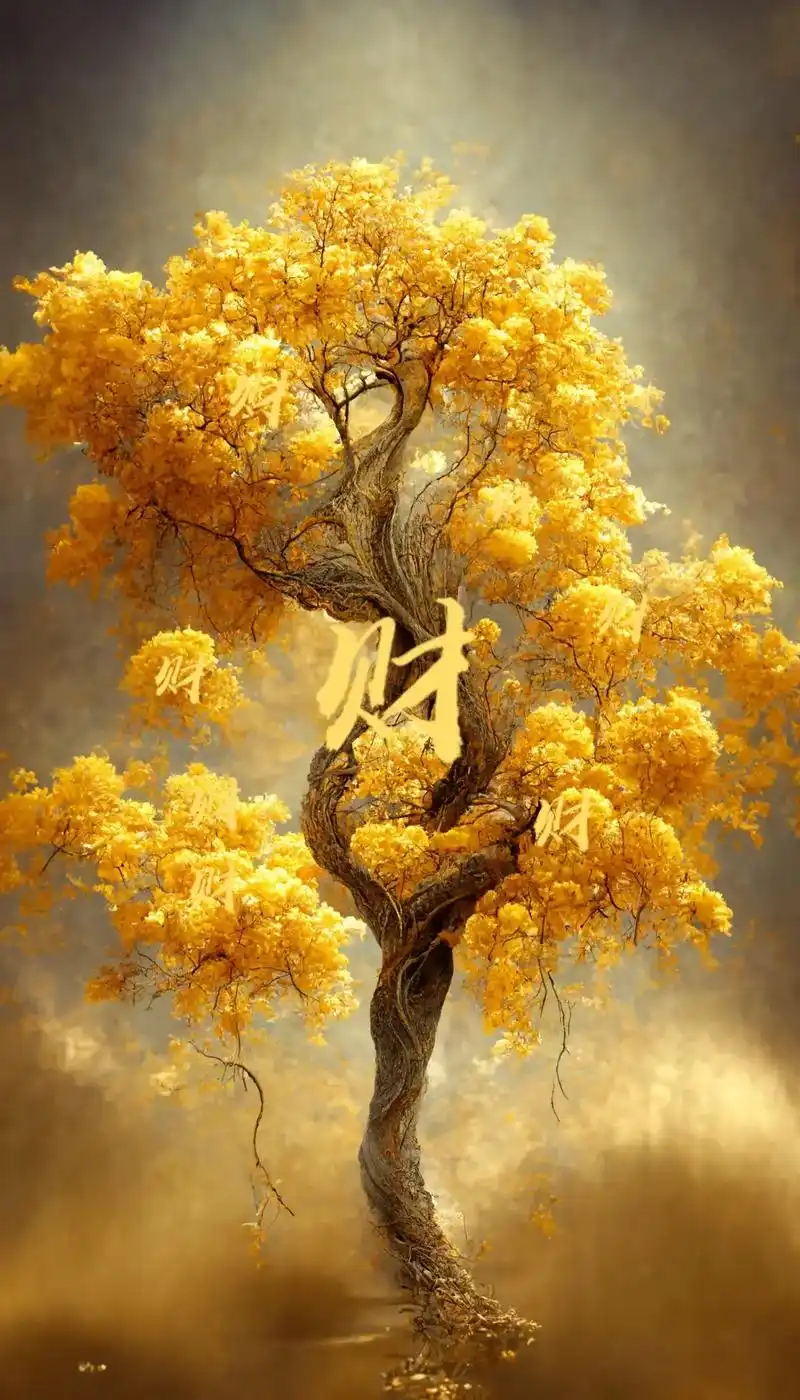 清风壁纸发财树.#图文伙伴计划 仔细看,发财树上有啥#ai - 抖音