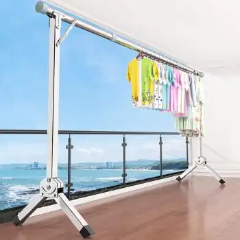 伸缩晾衣杆折叠式折叠晾衣架落地阳台室内家用卧室伸缩杆式凉衣服架子