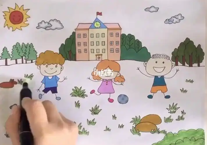 我的美丽校园简笔画