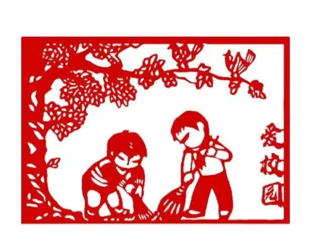 校园生活剪纸简单