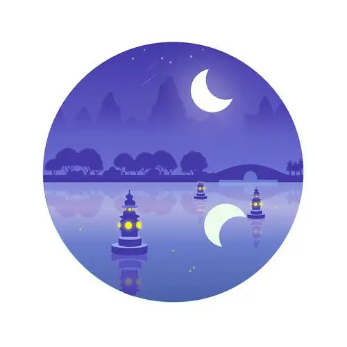 三潭印月|插画|创作习作|木汐洛 - 临摹作品 - 站酷 (zcool)