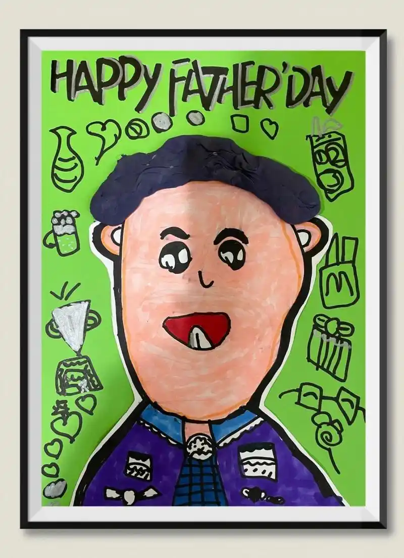 父亲节儿童画👨 4-6岁儿童画《我的爸爸》 	 父爱是中午温暖的阳光