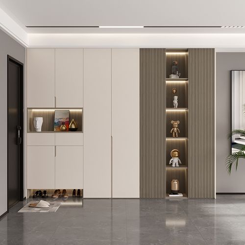 鞋柜家用门口入户玄关柜一体靠墙隔断柜客厅现代简约轻奢酒柜定制