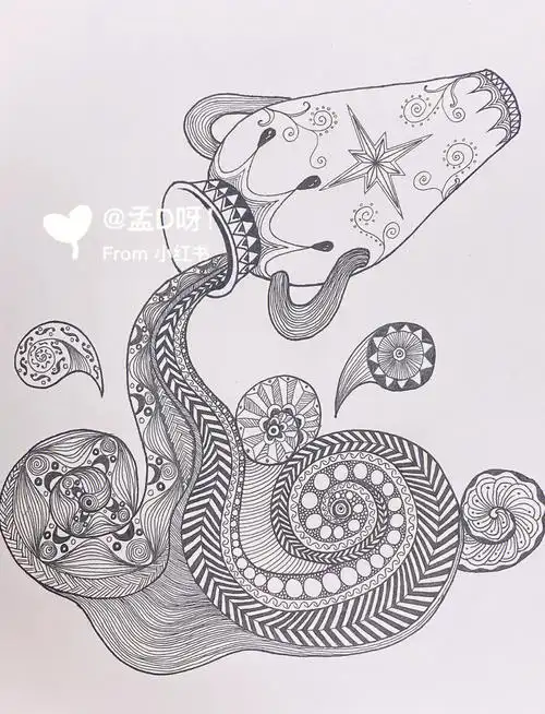 笔记灵感 #绘画日常  #线描画   #水瓶座  #十二星座  #星座  #线描