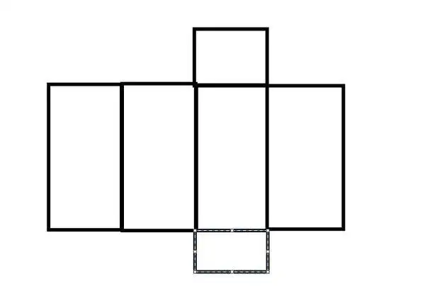 下面是一个长方体展开图中的四个面,请你画出其余两个面,使它成为一个