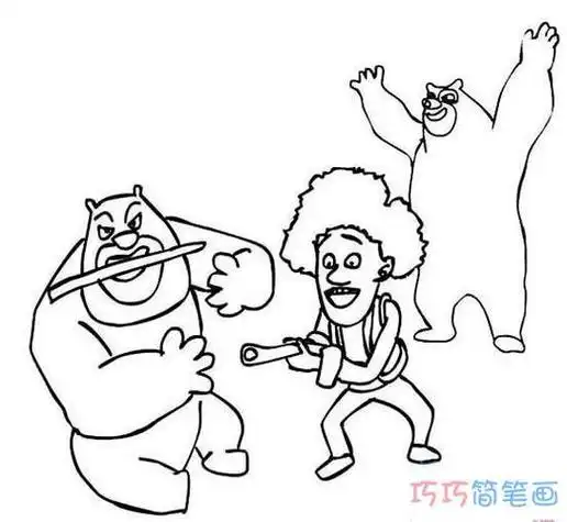 熊出没光头强熊大熊二的简笔画图片熊出没 熊大和熊二的简笔画画法熊