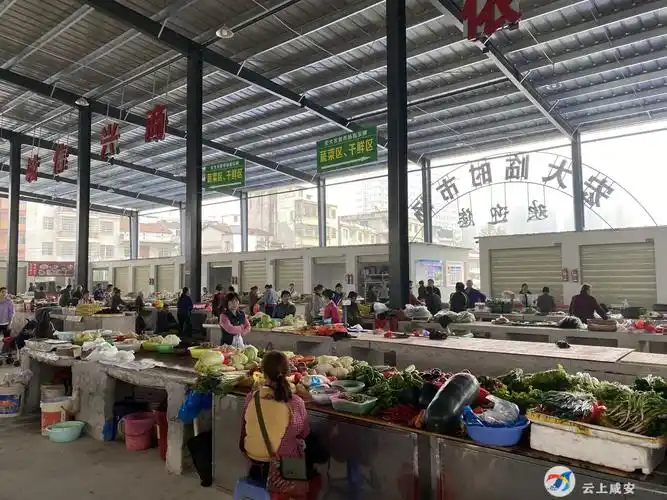 奔走相告咸安宏大临时农贸市场已全面开业