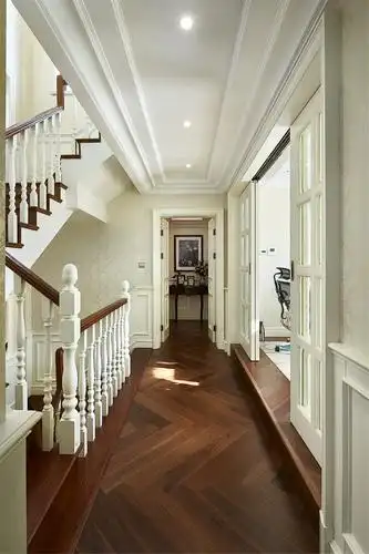 美式别墅楼道装修效果图 过道别墅美式
