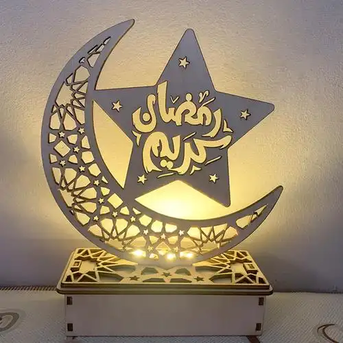 开斋节穆巴拉克木制桌面装饰穆斯林伊斯兰木制装饰吊坠