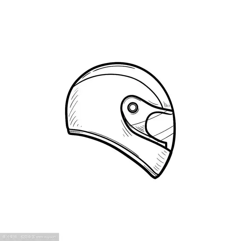 摩托车头盔手绘轮廓涂鸦图标