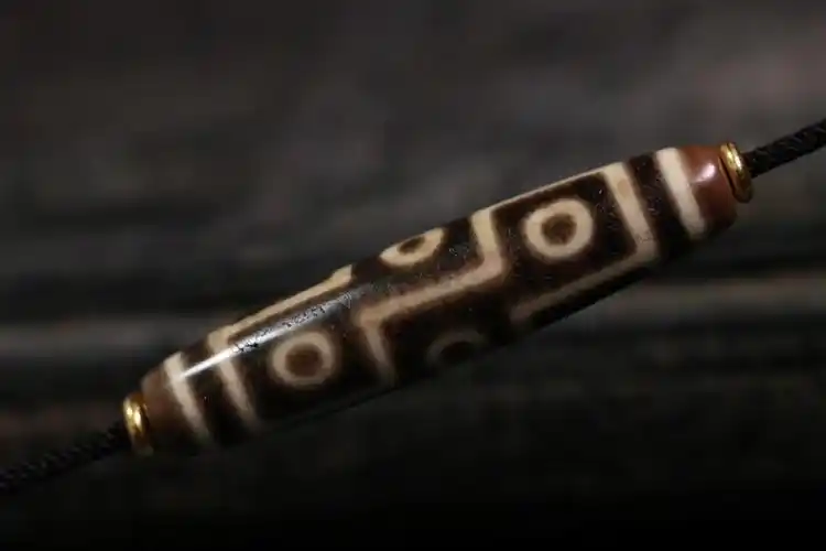 收藏级台珠61十字金刚双线九眼天珠61纯手工珠61线条流畅61