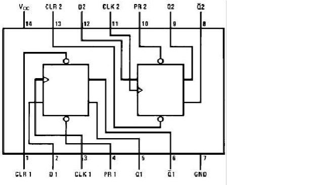 74ls74引脚图 实验: 用74ls74构成4位寄存器 第1页